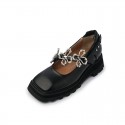 Mary Jane shoes women's black square head flower with fairy trend Korean version slim new single shoes in spring and summer 2021