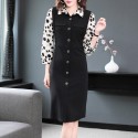 1922205-2021 early autumn new fashionable western style stitching Polka Dot sleeve shirt breasted dress