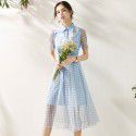2005309-2021 spring and summer new French romantic age reduction small fresh retro Plaid Dress