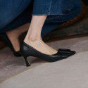 Women's 2021 summer new comfortable square button high heels thin heel sexy women's single shoes