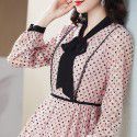 2002205-2021 spring and summer new fashion slim wave point lace lace lace mid style dress