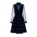 1936212-2019 autumn and winter new sexy perspective retro velvet dress temperament celebrity dinner dress