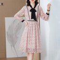 2002205-2021 spring and summer new fashion slim wave point lace lace lace mid style dress