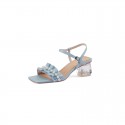 2021 summer new crystal heel pearl lotus leaf high heel sandals Korean version simple sweet fairy sandals