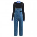 1920508-2021 early autumn new women's turtleneck sweater + denim suspenders suit commuting leisure youth