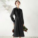 2001312-2021 spring and summer French literature and art tie lead Pleated Dress temperament goddess Chiffon waist thin