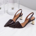 Baotou sandals women's middle heel 2020 summer new net red cowhide pointed thick heel sexy stone high heels