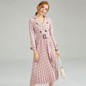 1928305-2021 autumn and winter new French retro commuter windbreaker waist pleated Plaid Dress