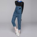 1920508-2021 early autumn new women's turtleneck sweater + denim suspenders suit commuting leisure youth