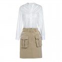 1941307-2021 spring new French temperament white shirt + tooling pocket A-line skirt two piece suit