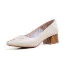 Single shoes children 2021 spring new square head middle heel thick heel European and American net red light mouth soft leather leather shoes