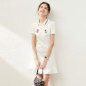 2006508-2021 spring and summer new youth age reduction polo collar nail bead simple retro Ruffle Dress