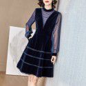 1936212-2019 autumn and winter new sexy perspective retro velvet dress temperament celebrity dinner dress