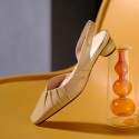 Cowhide versatile fairy style square sandals women 2020 summer new Baotou low heel lady shoes