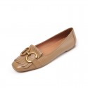 2021 summer new flat bottom shallow mouth tassel metal decorative single shoes Korean version simple wear round head female Doudou shoes
