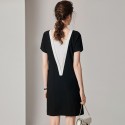 1912106 - New Women's short sleeve dress slim A-line party skirt slim retro Beaded skirt