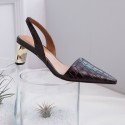Baotou sandals women's middle heel 2020 summer new net red cowhide pointed thick heel sexy stone high heels