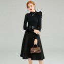 1928507-2021 winter new French Ruffle slim knit high waist tweed skirt two piece suit
