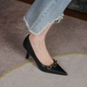 2021 new summer Korean fashion sexy metal button pointed high heels thin heel simple shallow mouth women's single shoes