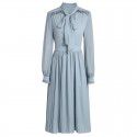 2001312-2021 spring and summer French literature and art tie lead Pleated Dress temperament goddess Chiffon waist thin