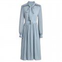 2001312-2021 spring and summer French literature and art tie lead Pleated Dress temperament goddess Chiffon waist thin
