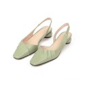 Cowhide versatile fairy style square sandals women 2020 summer new Baotou low heel lady shoes