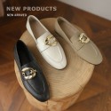 2021 spring and summer new Korean version simple deep mouth round flat sole single shoes metal fastener soft and comfortable women's shoes