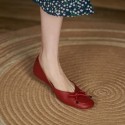 2021 summer new style square bow shallow flat sole shoes Mary Jane shoes soft leather granny shoes Korean version simple