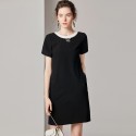 1912106 - New Women's short sleeve dress slim A-line party skirt slim retro Beaded skirt