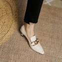 2021 summer new British style square head two wear single shoes middle heel fashion Korean simple chain small shoes thin heel