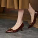 French high heels 2021 spring new Korean simple pointed metal buckle shallow mouth fashion women's single shoes