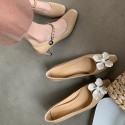 2021 spring button square head high heel shallow mouth thick heel cowhide temperament fairy Mary Jane shoes high heel single shoes