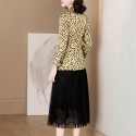 1940110-2021 early spring new contrast leopard print suit coat mesh skirt two piece suit design