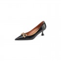 French high heels 2021 spring new Korean simple pointed metal buckle shallow mouth fashion women's single shoes