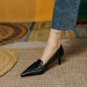 Pointed middle mouth single shoes women 2021 summer French Retro High Heels simple middle heel women's shoes Korean women's single shoes