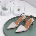Baotou sandals women's middle heel 2020 summer new net red cowhide pointed thick heel sexy stone high heels