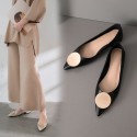 Xiaoxiang flat shoes women's autumn 2021 New Girl Korean versatile metal button shallow mouth lady temperament