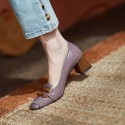 French style retro tassel single shoes women's 2021 new style square head thick heel small shoes with shallow mouth and simple one foot high heels