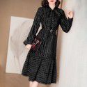 1940106-2021 early spring new fashion temperament celebrity tassel Chiffon Lace Up slim mid length dress