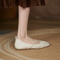 Spring and summer 2021 new round head flat bottomed Korean simple single shoes pleated elastic band shallow mouth casual women's single shoes