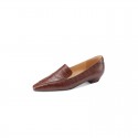 2021 summer new French retro square head pressed pattern simple single shoes Korean thick heel comfortable women's single shoes