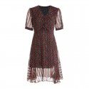 2006105 - end cargo handling - Xiaxin French temperament retro waist V-neck floral dress shows thin pastoral style