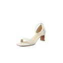 2021 summer Korean elegant beaded belt thick heel lady sandals fashion open toe one line back pack high heels