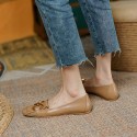 2021 summer new flat bottom shallow mouth tassel metal decorative single shoes Korean version simple wear round head female Doudou shoes