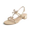 Diamond sandals fairy wind belt diamond net red summer Rome 2020 new bow crystal women's sandals