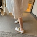 Xiaoqingxin color matching casual shoes women's shoes 2020 new top leather and white flat sports board shoes moral training shoes