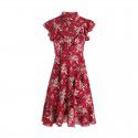 2005 611-2021 spring and summer new French romantic Ruffle retro floral dress