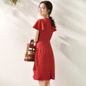 2005304-2021 new French romantic Ruffle retro dress in spring and summer