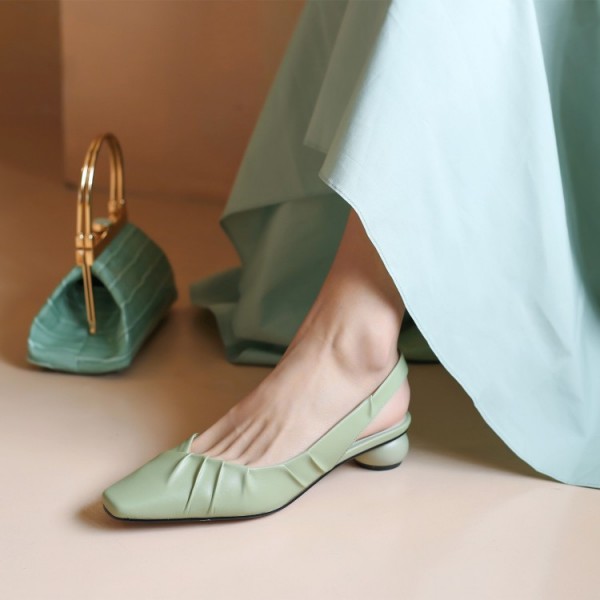 Cowhide versatile fairy style square sandals women 2020 summer new Baotou low heel lady shoes