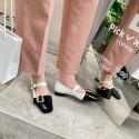 2021 new single shoes Mary Jane shoes square head low heel single shoes Korean version simple color matching belt buckle shallow mouth women's single shoes